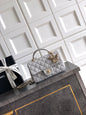 Chanel 25K Coco Handle Mini CF — Light Grey Lambskin with Crystal Bow & Gold Hardware
