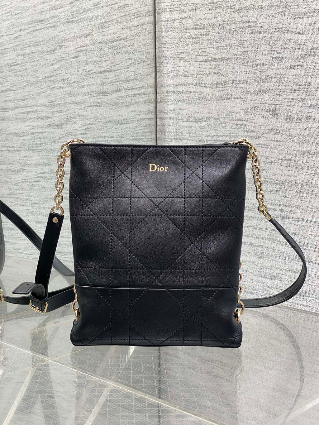 Dior 2026 Trianon Hobo Chain Bag Black Cannage Lambskin & Gold — New