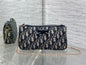 Dior Oblique Bow Chain Bag — Navy Oblique Jacquard Canvas with Black Leather Bow and Gold Hardware