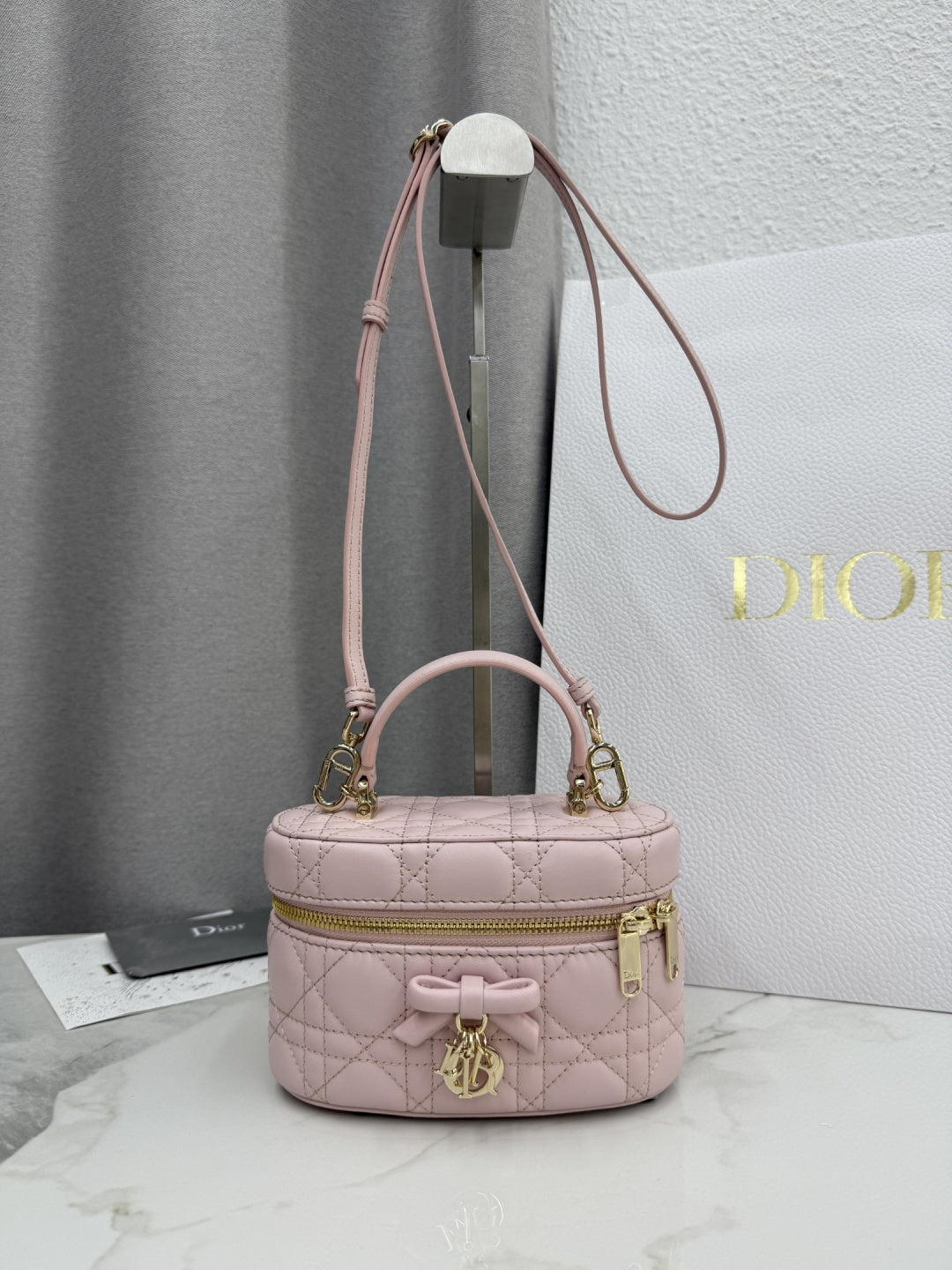 Dior Adiorable Mini Vanity Case — Blush Pink Cannage Lambskin with Gold Hardware