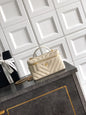 Chanel 26P Lunchbox Vanity Bag — Cream Beige Caviar Leather with Antique Gold Hardware
