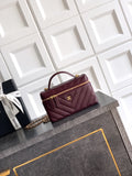 Chanel 26P Lunchbox Vanity Bag — Burgundy Caviar Leather with Antique Gold Hardware